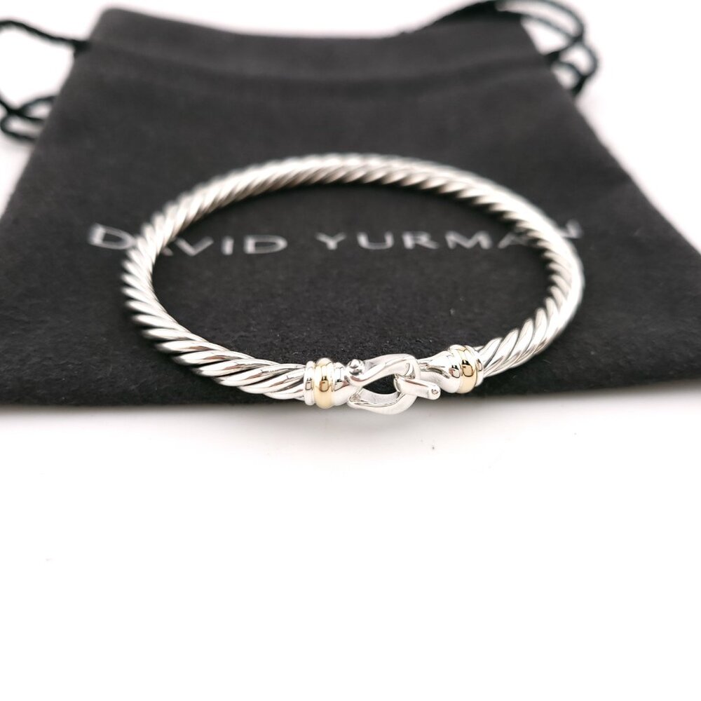 David Yurman Sterling Silver & 14k Gold FLEX 4mm Classic Cable Buckle Bracelet